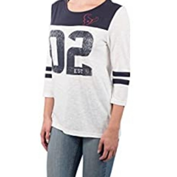 Ultra Game NFL Houston Texans Vintage 3/4 Long Sleeve Tee Shirt Size L - Picture 2 of 8